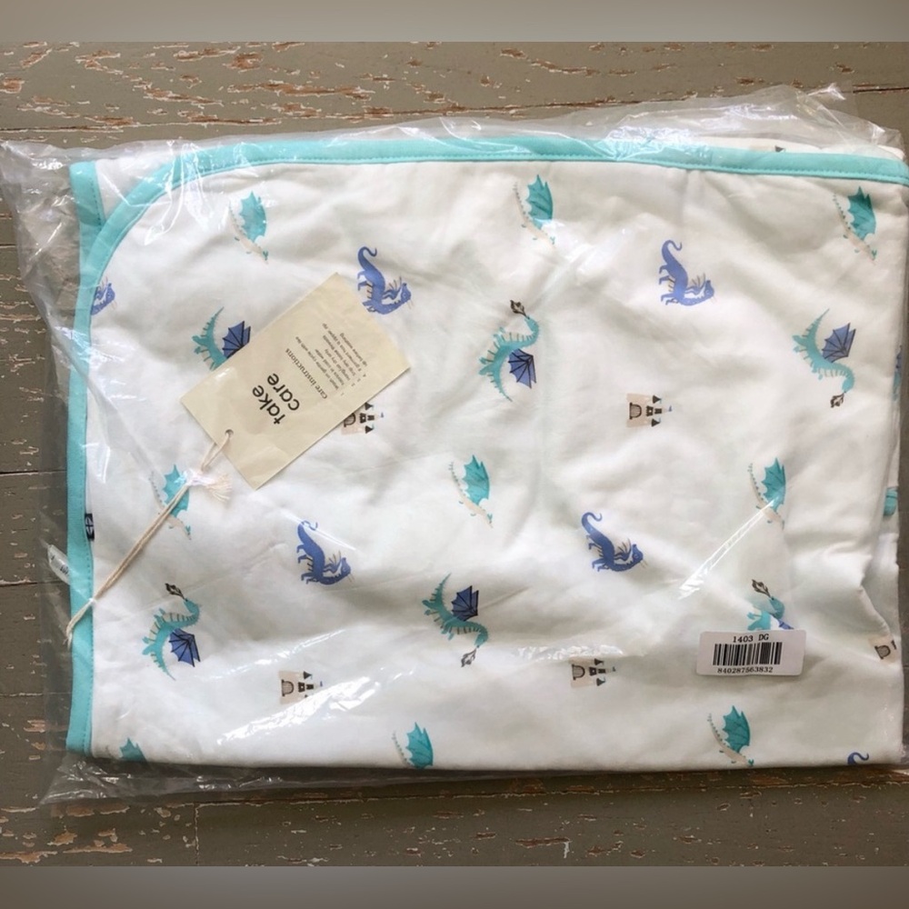KYTE baby infant blanket in blue dragon - NWT